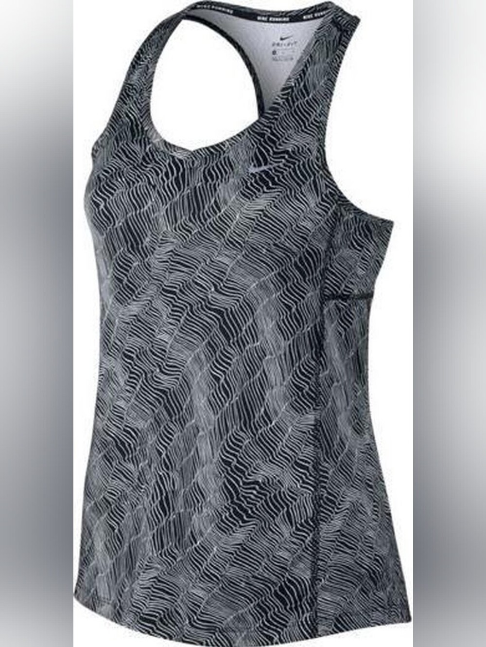 Women's Nike Dri Fit athletic racer back tank top, black and white, plus size 2X